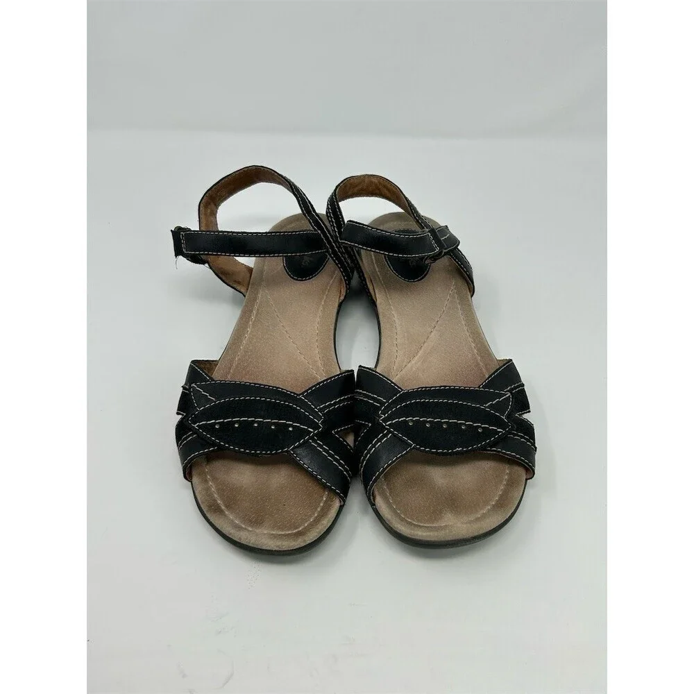 Clarks Artisan Black Leather Slingback Comfort Sandals Size 12 Summer Casual